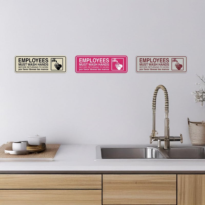 All Quality Standard Employees Must Wash Hands Door/Wall Sign - Black/Gold - Small - Image 3